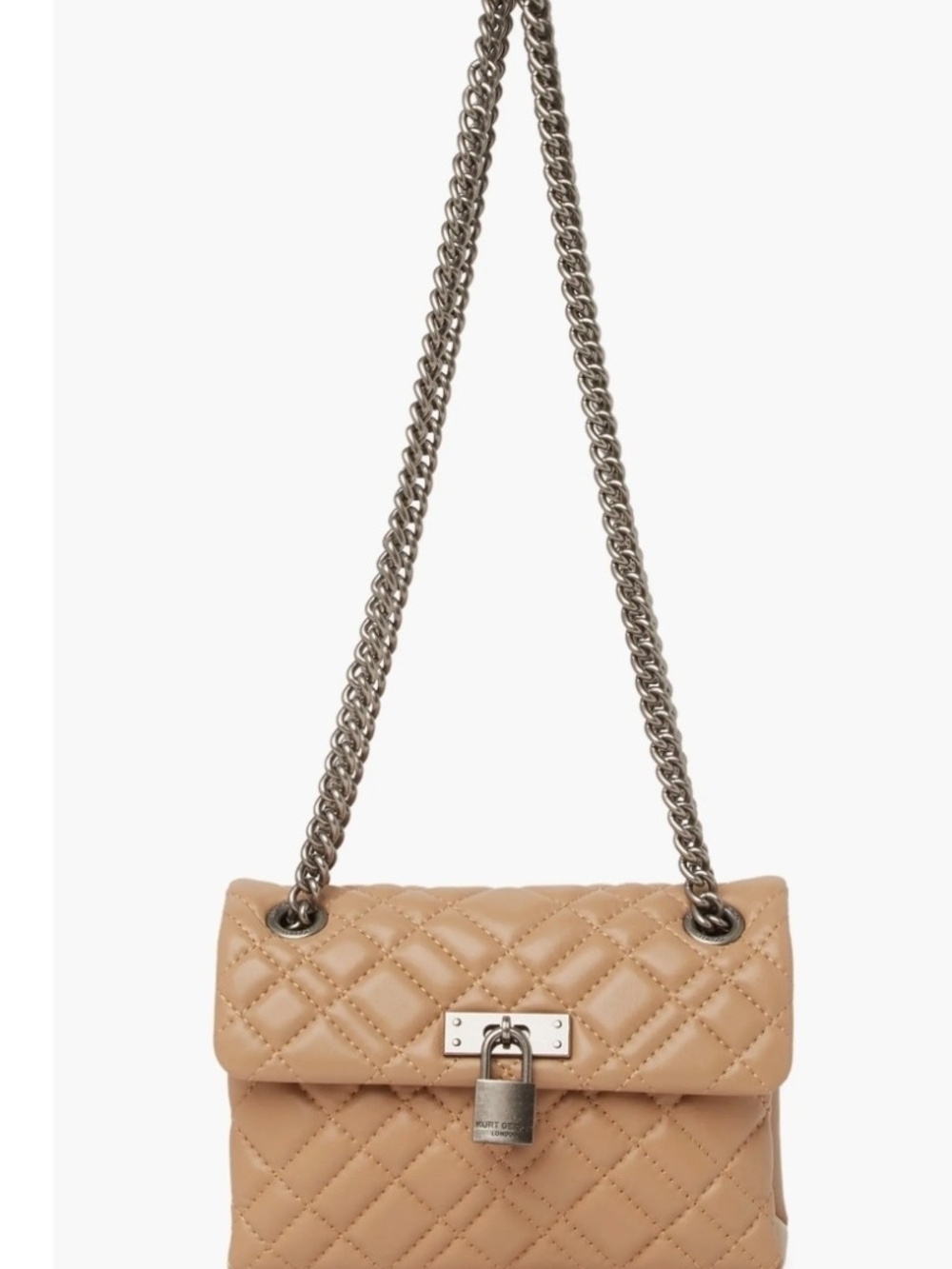 Kurt Geiger Quilted Beige Chain Shoulder Bag